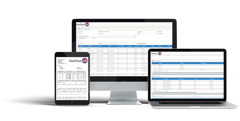 Payslips, job agreement rates and candidate portal payslips for FastTrack360 timesheet, payroll and billing software